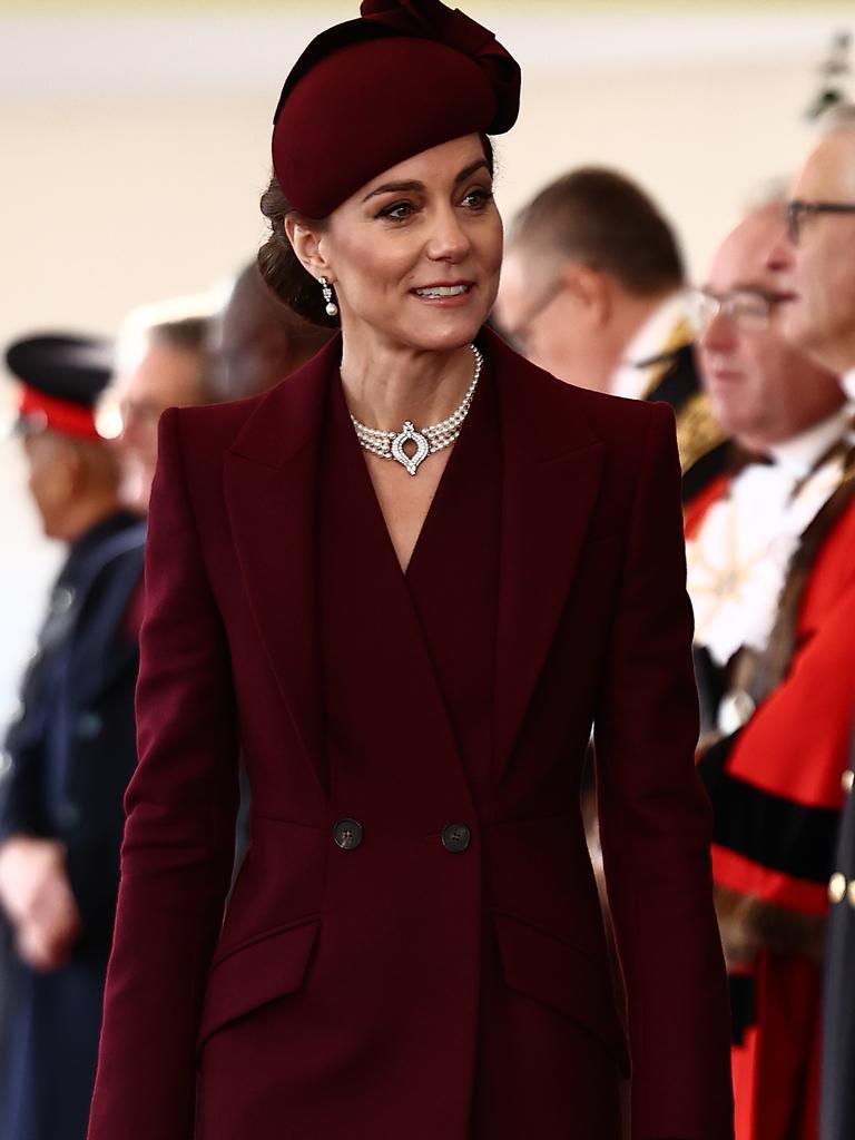 She accessorised with jewellery previously belonging to the late Queen. Picture: Henry Nicholls-WPA Pool/Getty Images