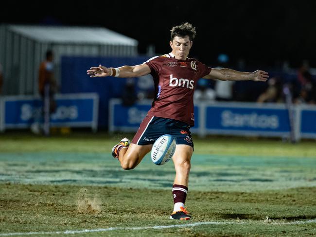 Jock Campbell in action during the Queensland Reds trial match against the New South Wales Waratahs. Photo credit: Anthony Wingard/ QRU.