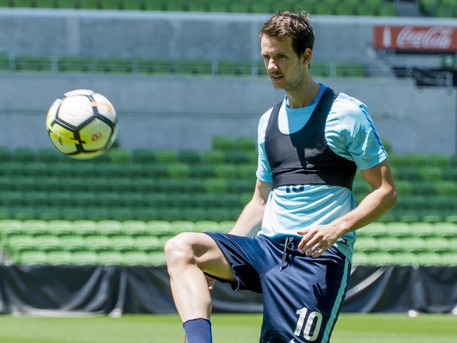 Socceroos star Robbie Kruse trains in Melbourne.