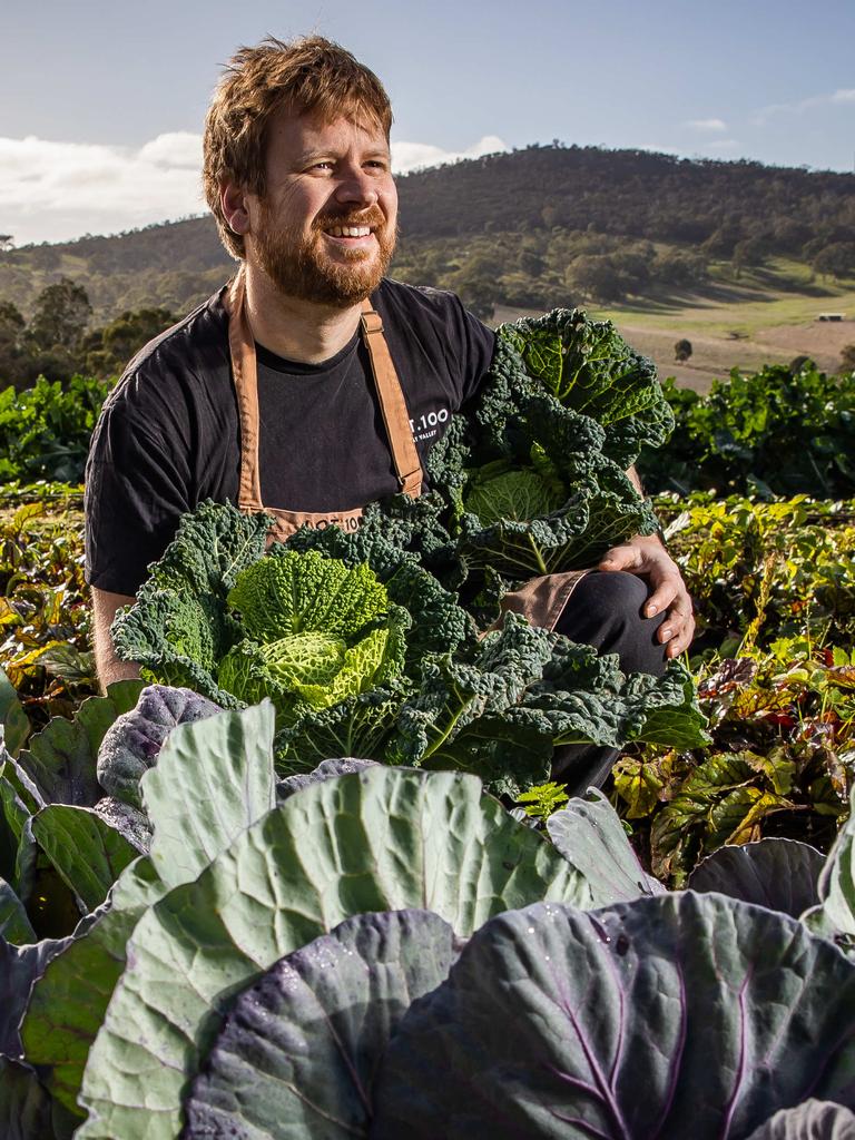 Lot 100 head chef Shannon Fleming at the cabbage patch at Mount Baker Summit. Picture: Tom Huntley