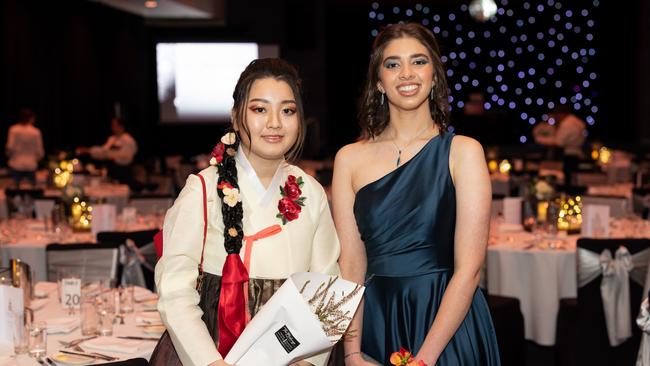 Charlie Kibble and Charlotte Baker at the year 12 St Hilda formal. Photo: Celeste Humphrey