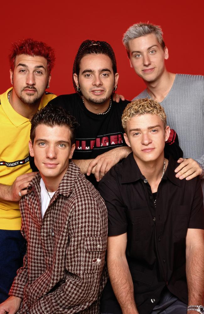 Bass with NSYNC bandmates Joey Fatone, Chris Kirkpatrick, Lance Bass, Justin Timberlake and JC Chasez. Picture: Roney/Getty Images