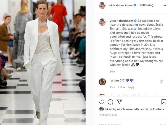 Victoria Beckham has paid tribute following Tennant's shock death. Picture: Instagram