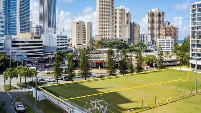 The council-owned land on the Surfers Paradise Bowls Club site which has been sold.