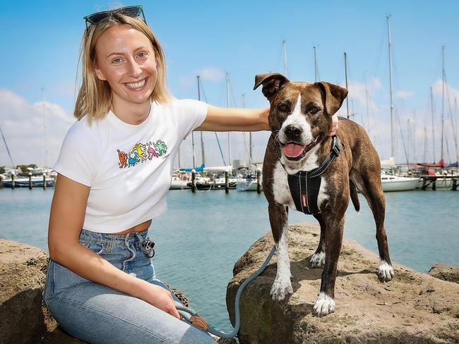 Madi and her dog Minka were rescued from the water on Boxing Day. Picture: Ian Currie