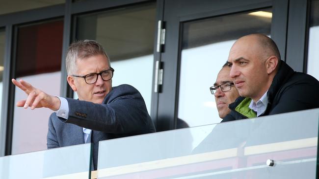 AFL football operations boss Steve Hocking was part of a large AFL contingent at RSEA Park on Thursday, including head of coaching David Rath and umpiring consultant James Podsiadly. Picture: Michael Klein