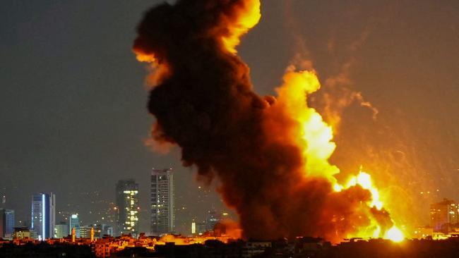 Smoke rises from the site of an Israeli air strike that targeted a residential complex in the Leylaki neighbourhood in Beirut's southern suburbs on Wednesday. Picture: AFP