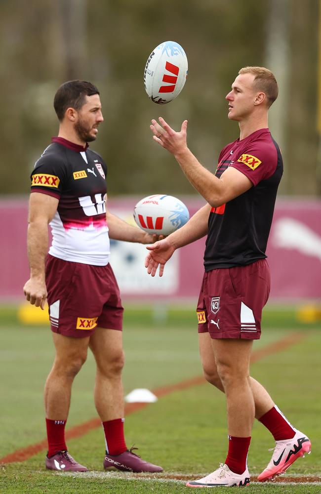 Maroons stalwarts Ben Hunt and Daly Cherry-Evans. Picture: Getty Images