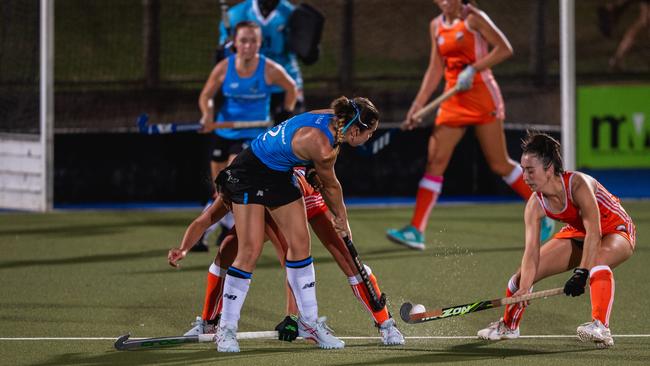 The first Festival of Hockey match between the Territory Stingers and Brisbane Blaze. Picture: Pema Tamang Pakhrin