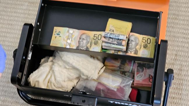 Port Stephens-Hunter detectives seized five ounces of methamphetamine and $45,000 in cash following the search of a Fingal Bay property on October 11, 2023. Picture: Supplied.