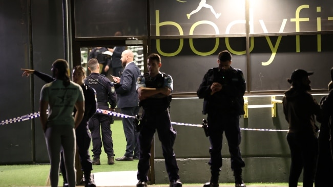 The gangland shooting occurred just after 8pm at the gym with a heavy police presence responding to the incident. Picture: Toby Zerna