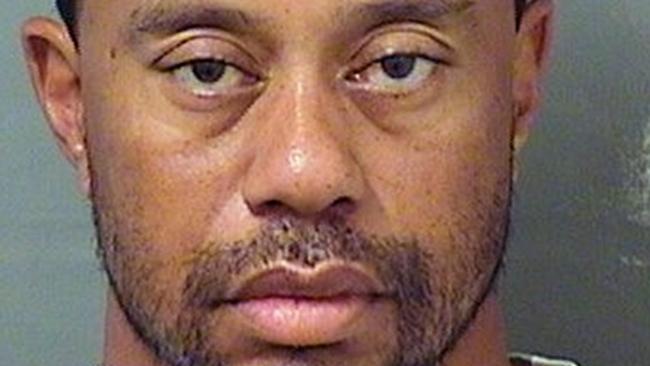 Tiger Woods in a police mugshot after his arrest for drink-driving on May 29. Picture: The Palm Beach County Sheriff's Office via Getty Images