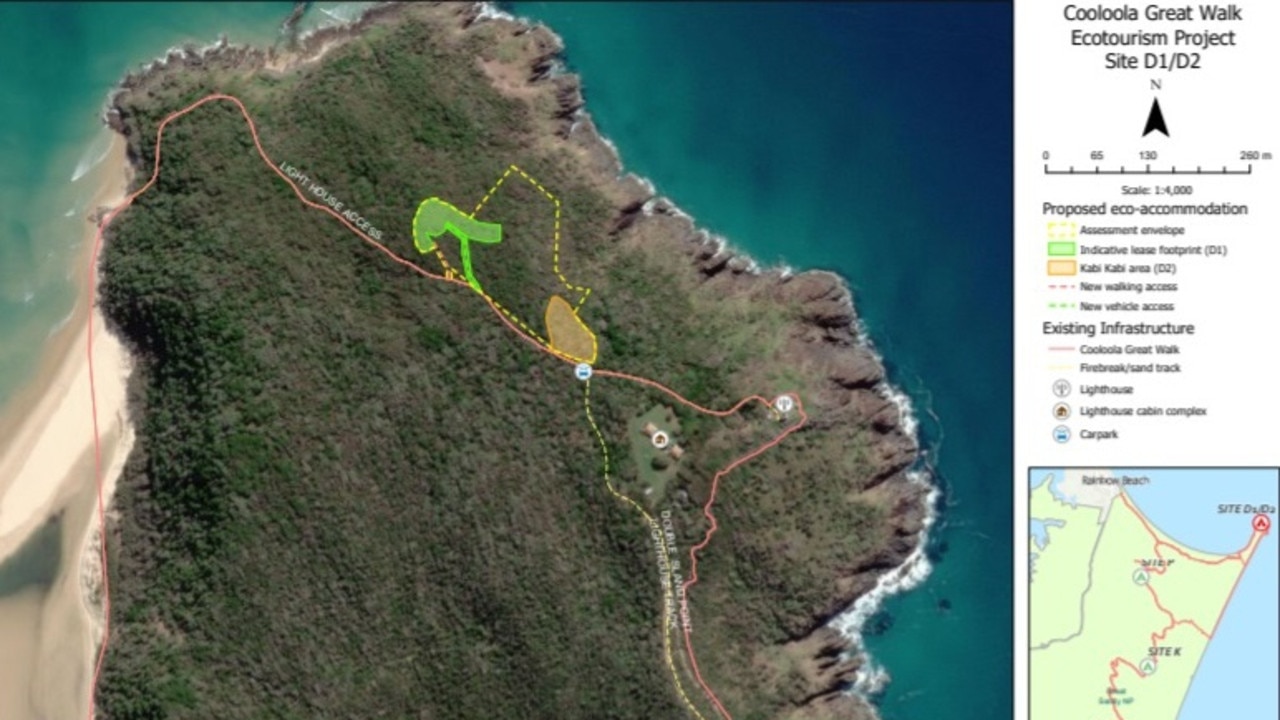 Proposed eco-tourism camping sites along Cooloola Great Walk, near Rainbow Beach and Double Island Point