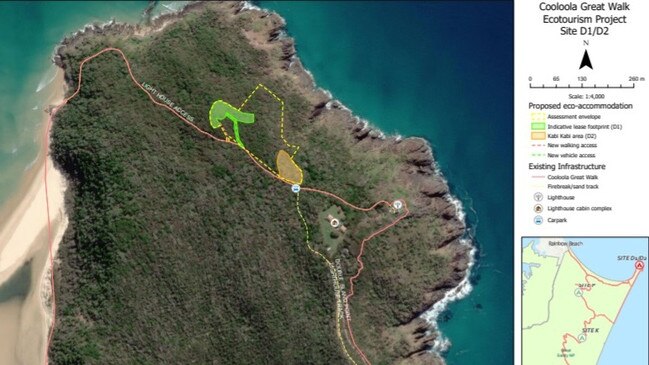 Proposed eco-tourism camping sites along Cooloola Great Walk, near Rainbow Beach and Double Island Point