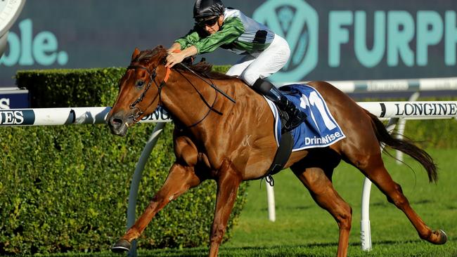 SYDNEY, AUSTRALIA - JUNE 10: Dylan Gibbons riding Passeggiata   wins Race 6 Furphy during  "Bob Charley AO Stakes Day" - Sydney Racing at Royal Randwick Racecourse on June 10, 2023 in Sydney, Australia. (Photo by Jeremy Ng/Getty Images)