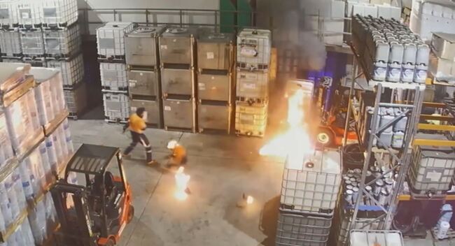 The horrific moment a chemical fire exploded inside a Campbellfield warehouse