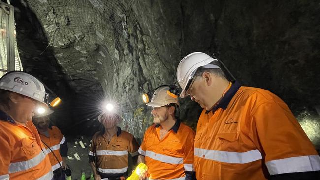 Miners working underground at the Avebury Nickel Mine. Picture: Supplied