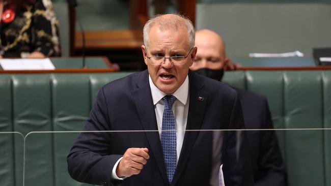 Scott Morrison in question time on Wednesday. Picture: Gary Ramage