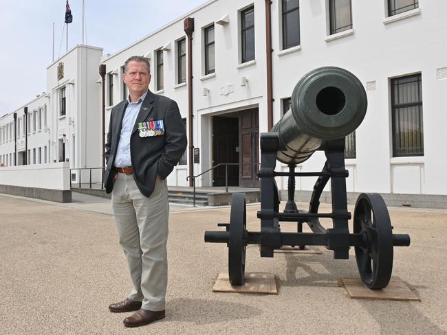 17/12/21. The Adelaide Park Lands Association says the Torrens Parade Ground's bitumen is uninviting and should be replaced with trees, lawn and pavers. Veteran Ian Smith disagrees and says veterans are unlikely to support the move - and instead it should be used more often for parades and other military services.  Picture: Keryn Stevens