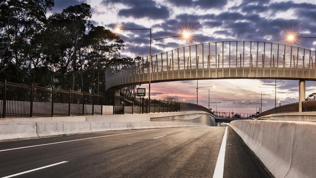 The Warringah Rd underpass at Frenchs Forest, part of the $500 million upgrade to the road network around Northern Beaches Hospital, opens on Saturday night. Picture: Transport for NSW