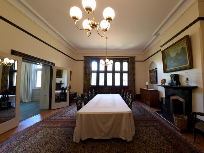 Archbishop Geoffrey Smith at Bishop's Court North Adelaide which is being put up for sale by the church. The main dining room. Picture: Tricia Watkinson