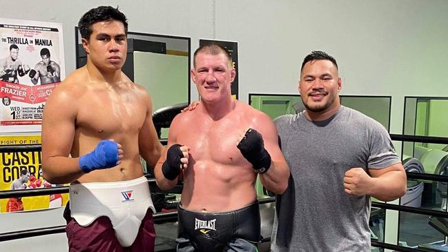 Xavier Va’a and Herman Ene-Purcell have been sparring with Paul Gallen. Picture: Herman Ene-Purcell via Instagram