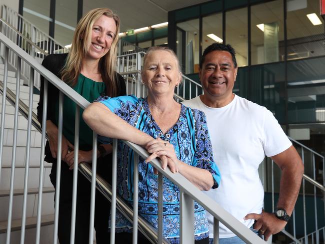 Kim Tanner, Donna Beahan and Rod Nathan, from the Homeless Outreach Service operated by Gold Coast Health. Picture: Glenn Hampson.