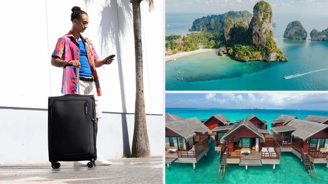 Half-price American Tourister suitcases, full-service Asia fares from $639 return, $3000 off Maldives overwater bungalows and more. Picture: Strand, iStock, Grand Park Kodipparu