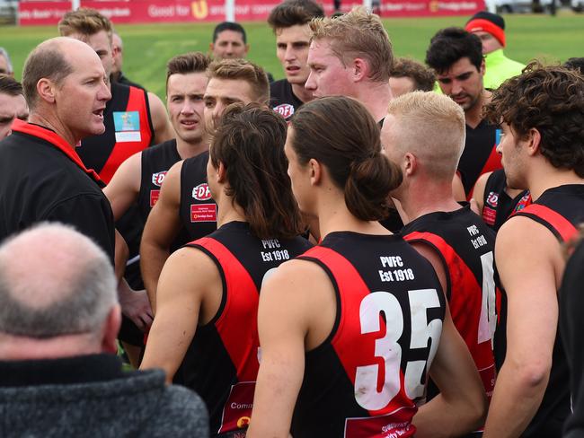 Digby Morrell addresses his players this season. Picture: Josie Hayden