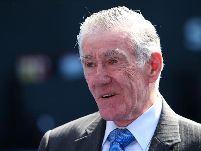 SYDNEY, AUSTRALIA - JANUARY 04: Ken Rosewall speaks to the media at Ken Rosewell Arena ahead of the 2019 Sydney International on January 04, 2019 in Sydney, Australia. (Photo by Jason McCawley/Getty Images)