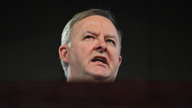 Opposition Leader Anthony Albanese at the National Press Club. Picture: AAP