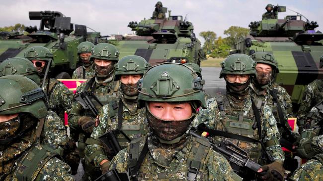 Taiwanese soldiers take part in a military exercise. Picture: AFP.