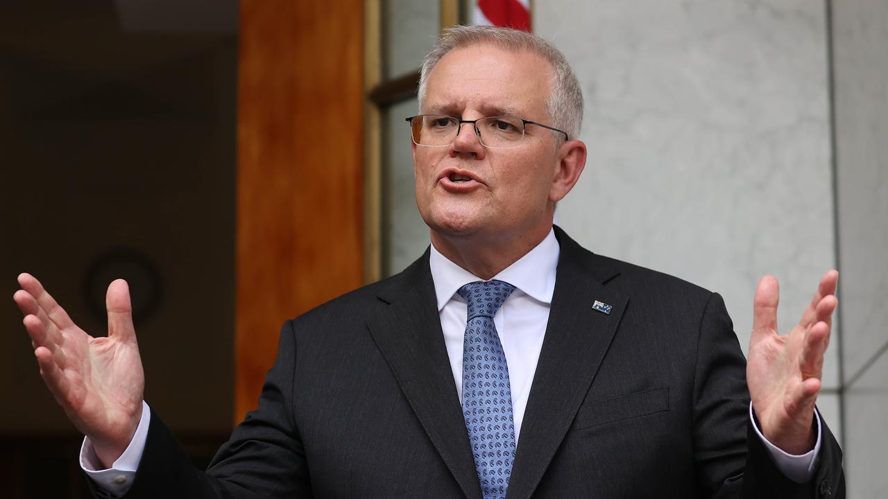 Prime Minister Scott Morrison said Australia’s international borders will reopen to tourists with two vaccine doses from February 21. Picture: NCA/Gary Ramage