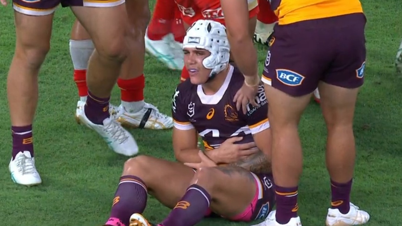 Walsh was feeling pretty tender after the hit. Photo: Fox Sports