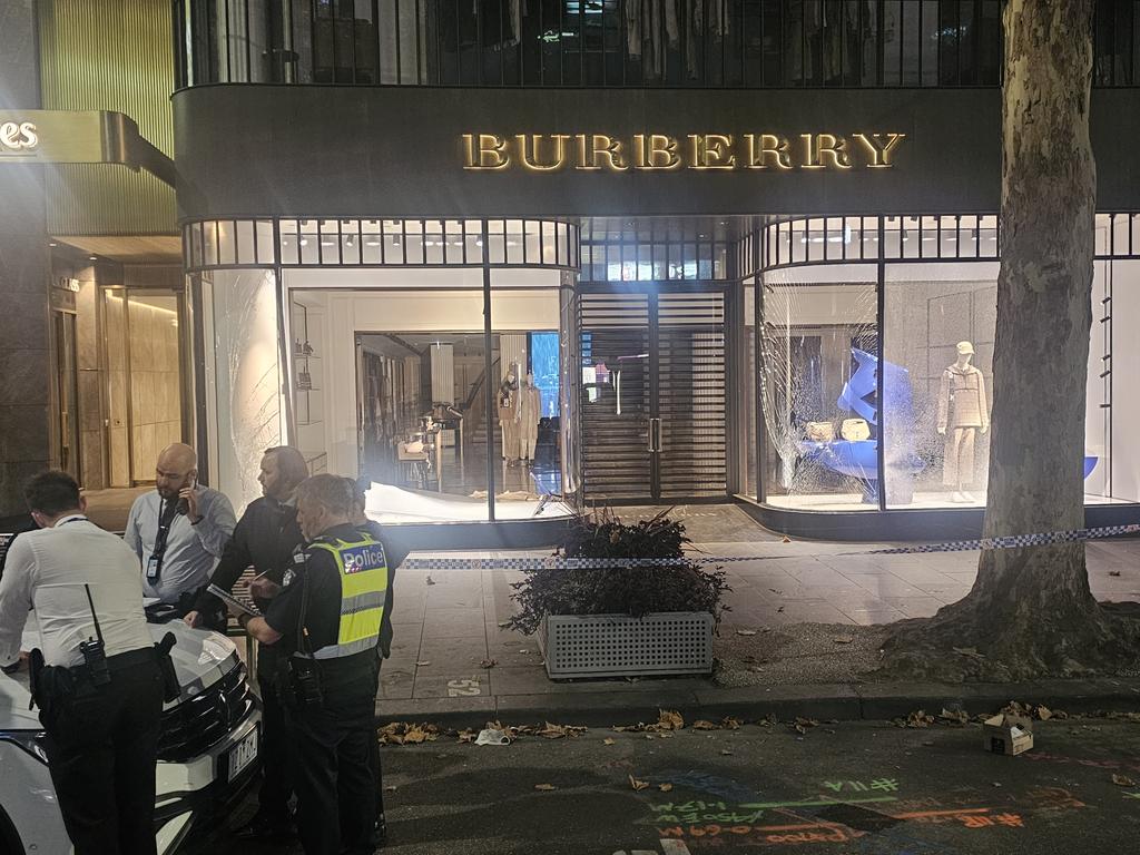 A series of luxury designed stores were targeted.