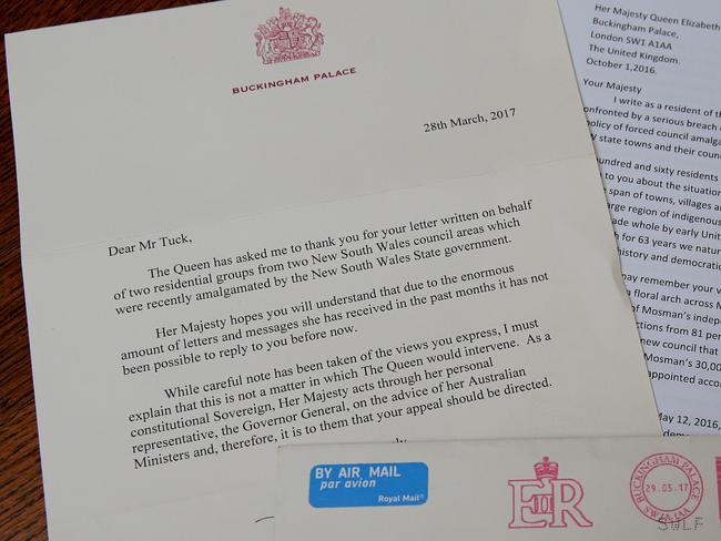 The letter from Buckingham Palace. Picture: Adam Ward