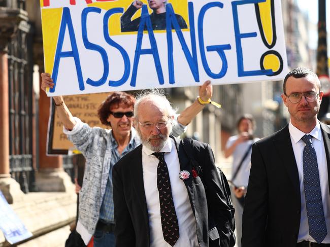 Julian Assange's father John Shipton arrives for the outcome of Assange's appeal against extradition to the U.S. outside the Royal Courts of Justice in London. Picture: Getty Images