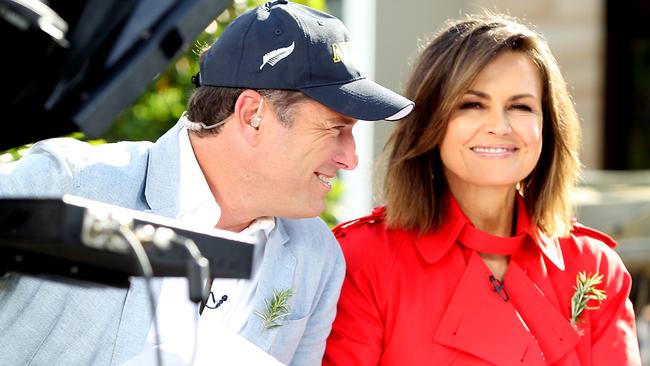 Lisa Wilkinson and Karl Stefanovicl on the set of Today for Anzac day at the War Veterans village Collaroy