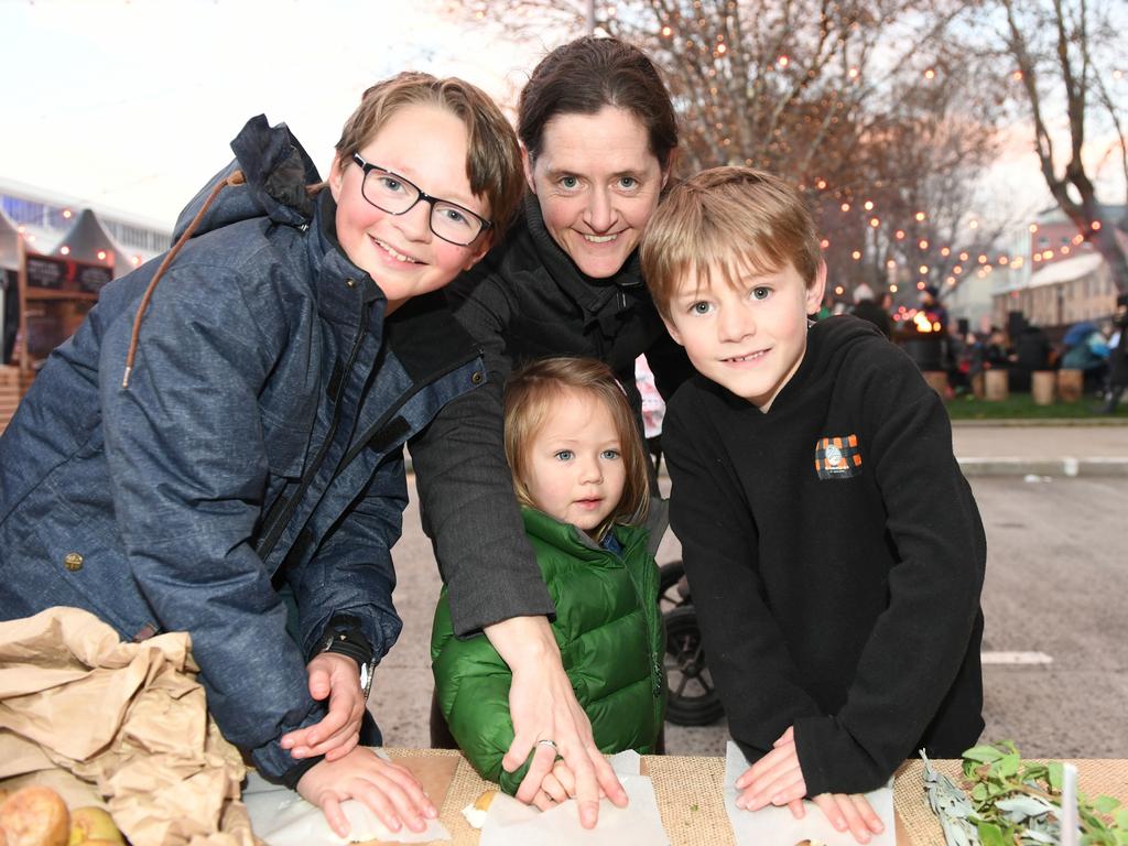 Winter Feast socials: Hamish,10, Ada, 2, Angus, 7, and Helen Harris, of Dynnyne. Picture: FIONA HARDING