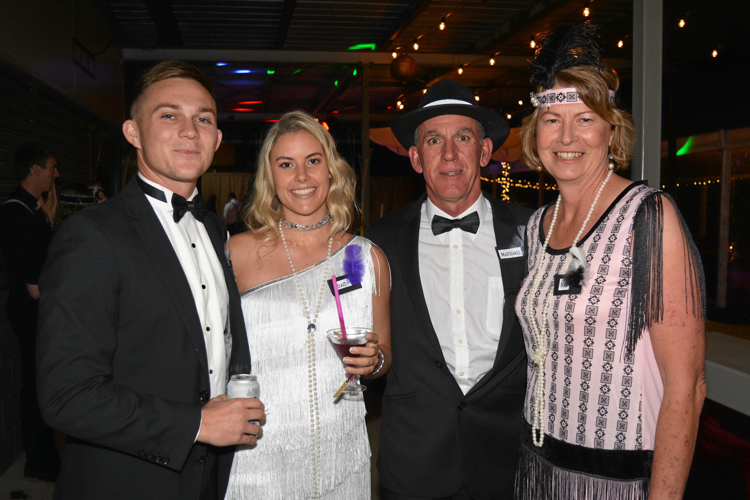 Gatton, Gatsby Fundraiser for Brooke Kirkwood, Tom Kuzma with Kaitlin, Gary and Angie Campbell. Picture: Meg Bolton