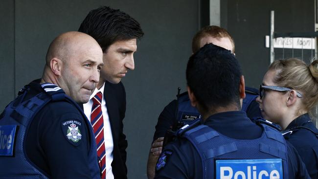 Police brief SFL chief executive David Cannizzo at the Heatherton ground. Picture: Paul Loughnan