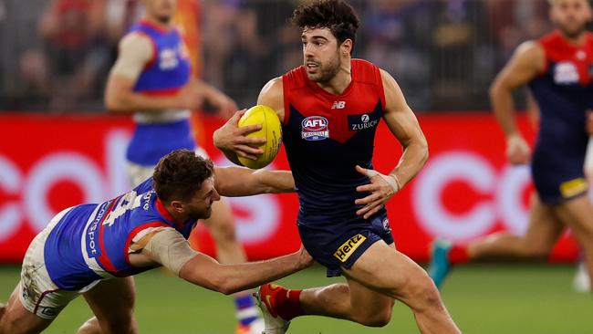 The Dogs were powerless to stop Petracca. Picture: AFL Photos/Getty Images