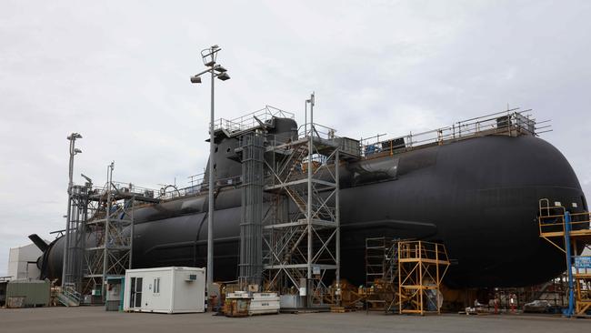 Collins-class submarine HMAS Dechaineux undergoes maintenance at South Australia’s Osborne yards. Picture: Emma Brasier