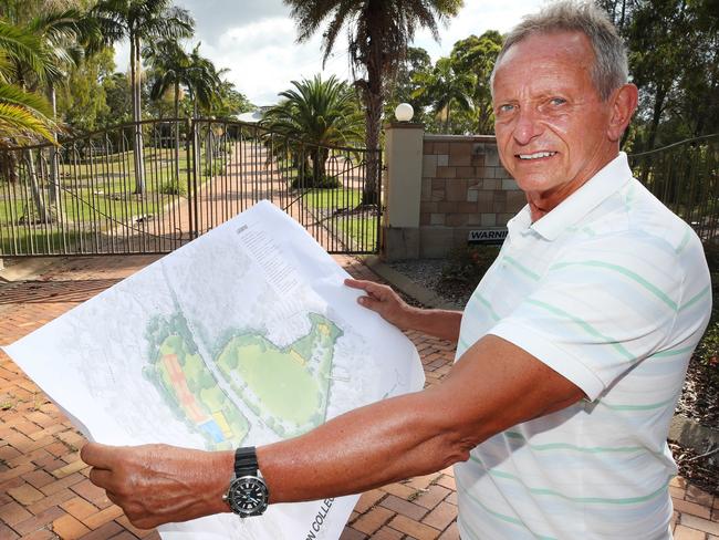 Arundel Estates spokesman and developer Dale Carroll with the plans he has for the  former Arundel Hills Country Club site. Picture Glenn Hampson