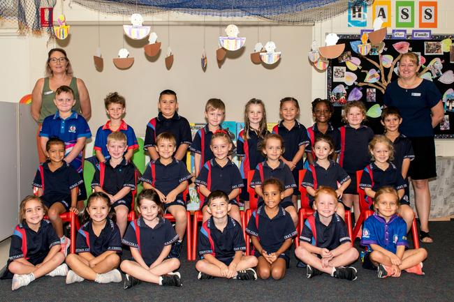 Mackay Christian College 2022 Prep B. (L-R) Back row: Mrs Harch, Shannon, Ashton, Michael, Ashton, Lilly, Ruby, Natania, Neave, Ruan, Miss Lablack; middle row: Dakota, Toby, Carter, Amelia, Aleah, Selena, Paige; front row: Ella, Anna, Isla, William, Skyla, Tanner, Evie. Picture: Michaela Harlow MKY2022PREP
