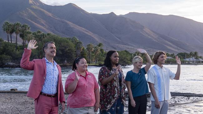 Bartlett (left) on location in Hawaii.