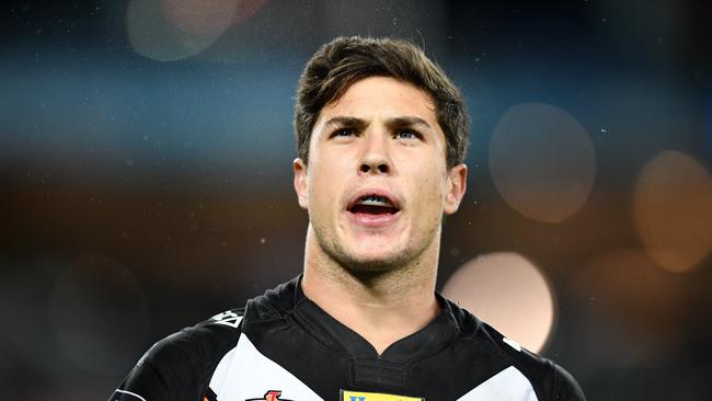 Mitchell Moses of the Tigers looks on during the round 14 NRL match between the Wests Tigers and the South Sydney Rabbitohs at ANZ Stadium in Sydney, Friday, June 10, 2016. (AAP Image/Dan Himbrechts) NO ARCHIVING, EDITORIAL USE ONLY