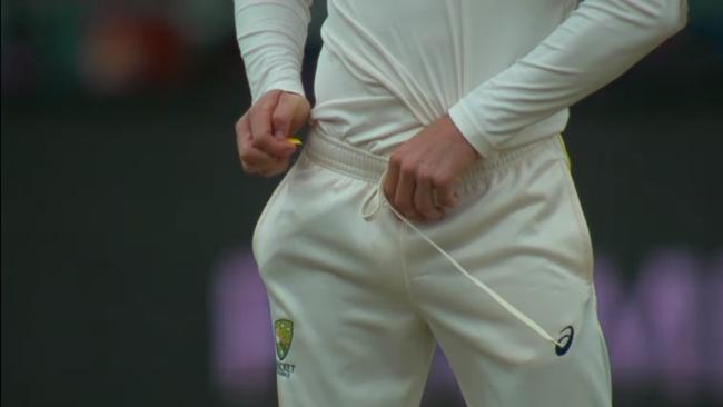 CaptionScreengrabs supplied by FoxSports of the ball tampering incident Cameron Bancroft during day 3 of the 3rd Sunfoil Test match between South Africa and Australia at PPC Newlands on March 24, 2018 in Cape Town