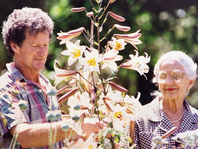 Gardener Michael Morrison with Dame Elisabeth at the farm. Picture: Cruden Farm: Garden Diaries by Michael Morrison and Lisa Clausen