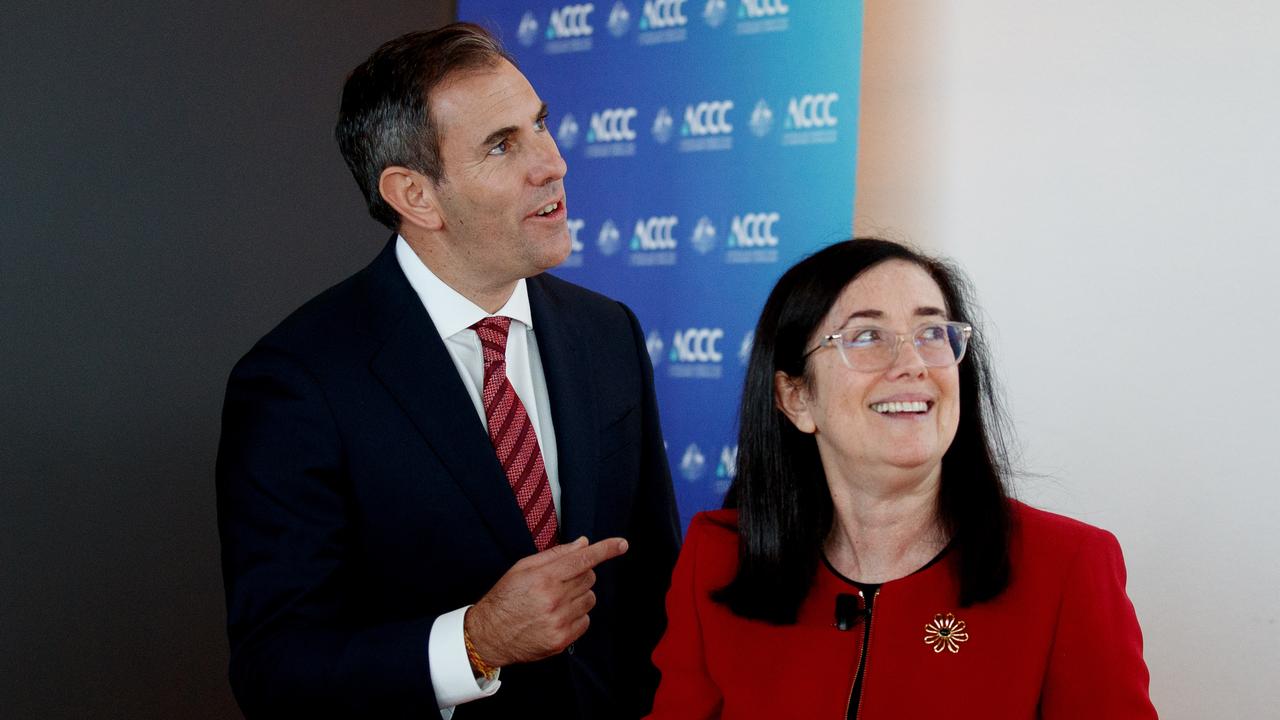 Treasurer Jim Chalmers meets with ACCC Chair Gina Cass-Gottlieb in April before delivering the annual Bannerman Competition Lecture. Picture: NCA NewsWire / Nikki Short